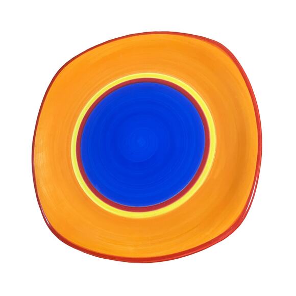 DANSK CARIBE BAHAMA Salad Plate 8 3/4" Orange Blue Hand Painted discontinued - Picture 1 of 5